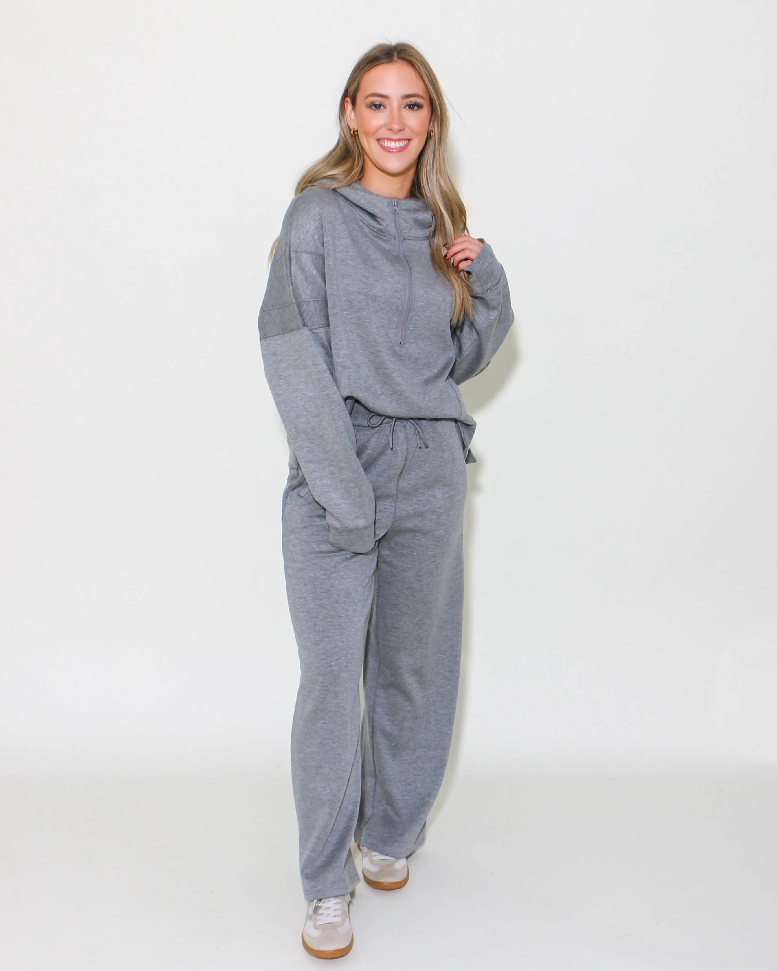 Oversized Knit Loungewear Set in Grey