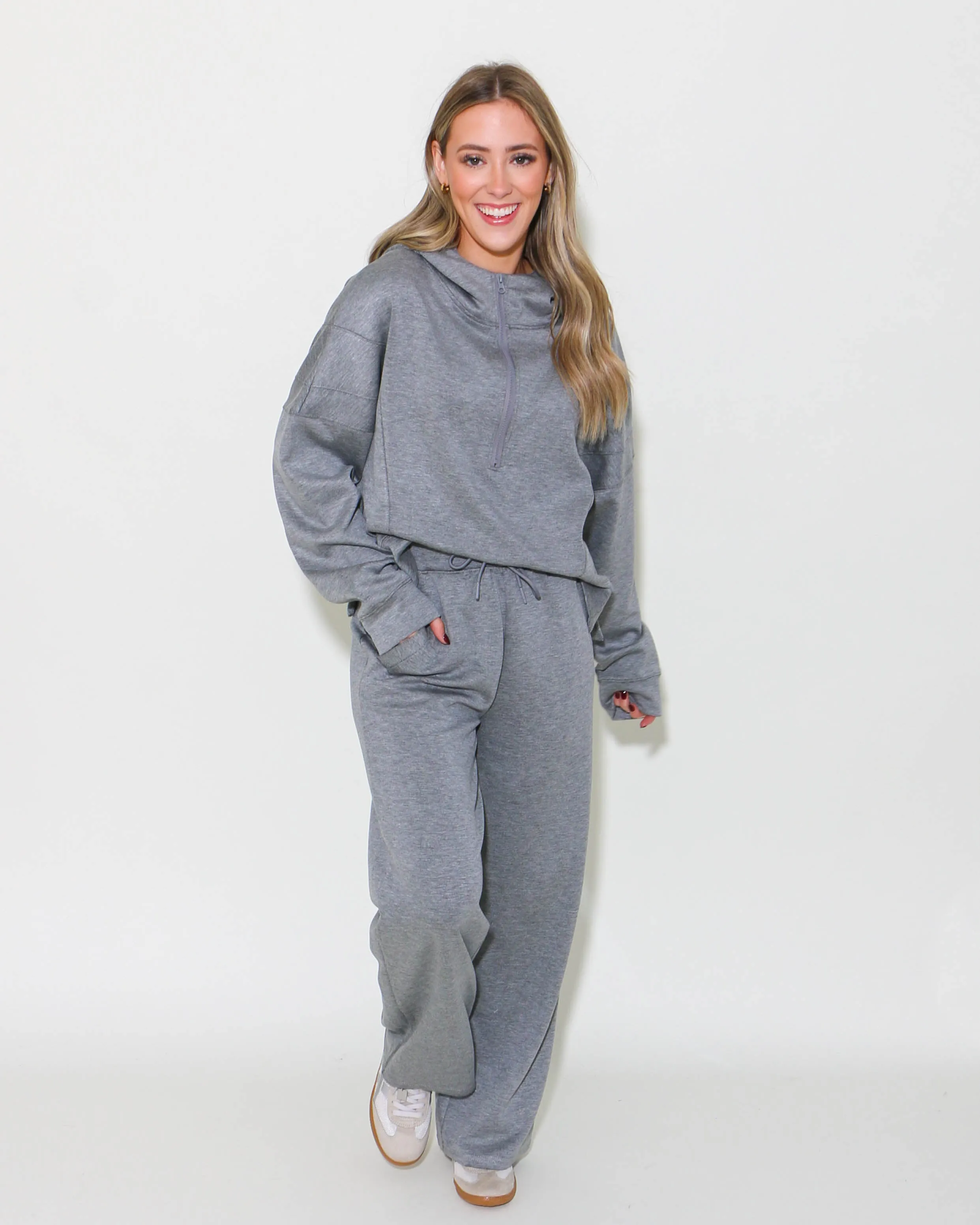 Oversized Knit Loungewear Set in Grey