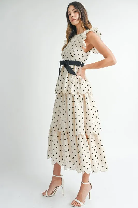 Polkadot Tiered Midi Dress