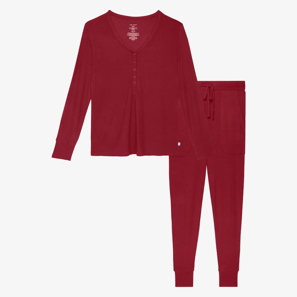 Posh Peanut Bordeaux Waffle Women's L/S Pajama Set