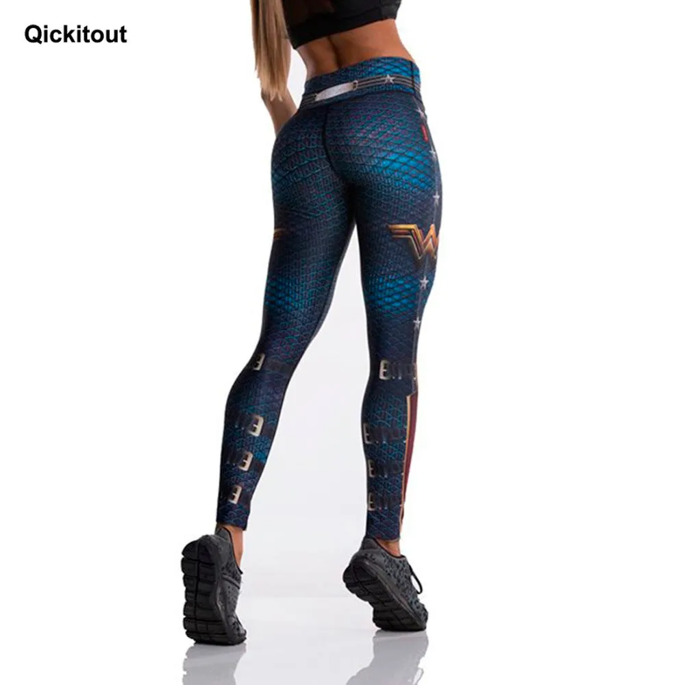 QICKITOUT  Women's Wonder Woman Print Athletic Active Wear Leggings