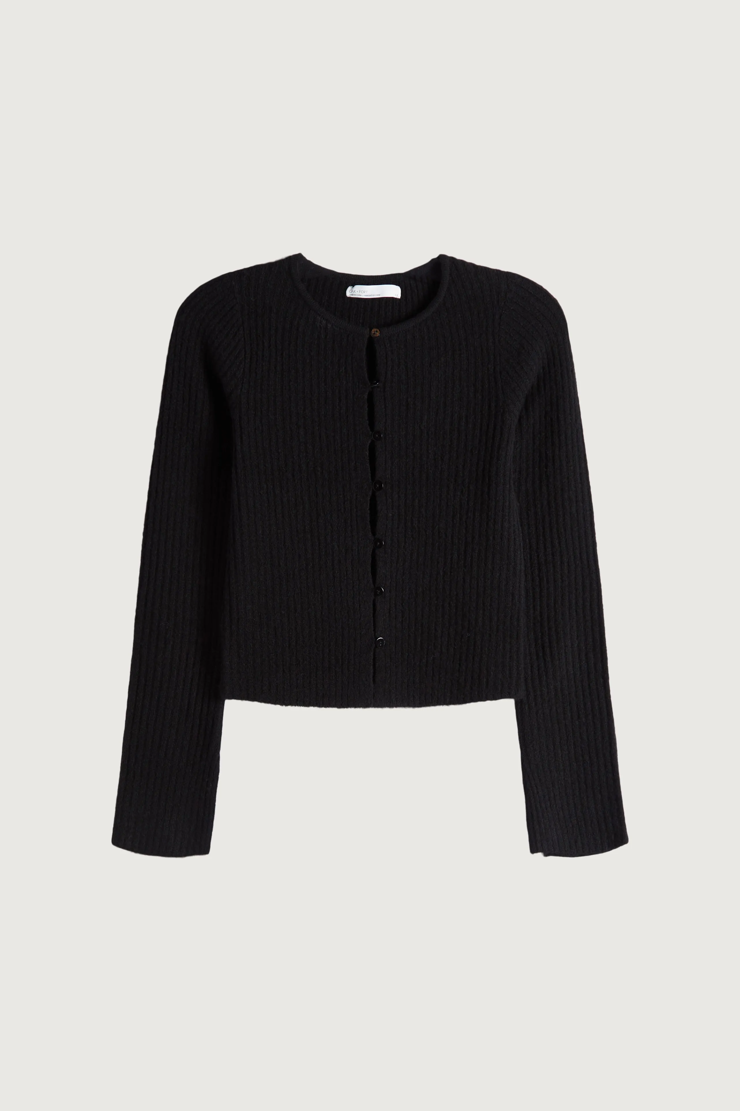 RIBBED BUTTON FRONT CARDIGAN