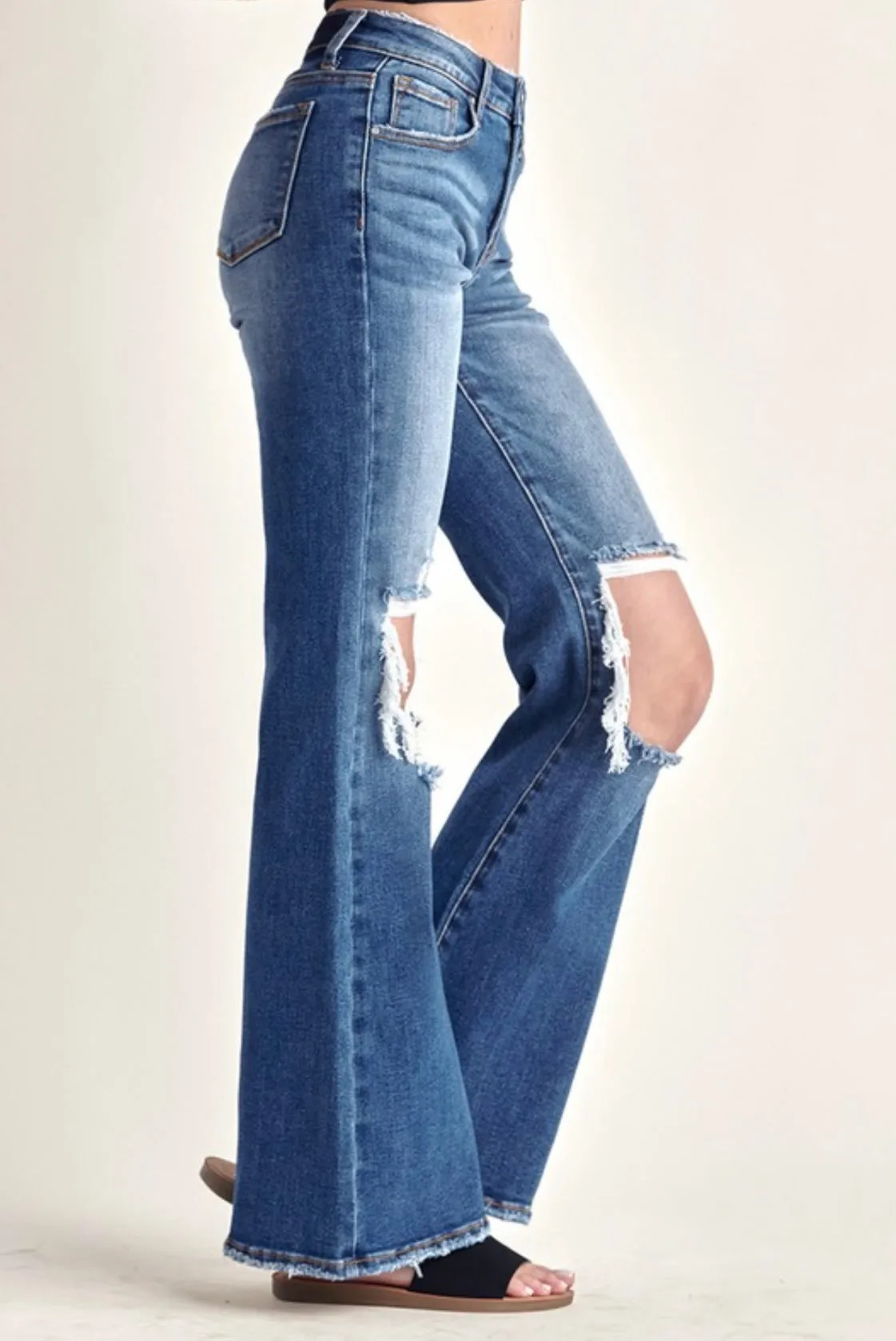 Risen Mid-Rise Flare Jeans