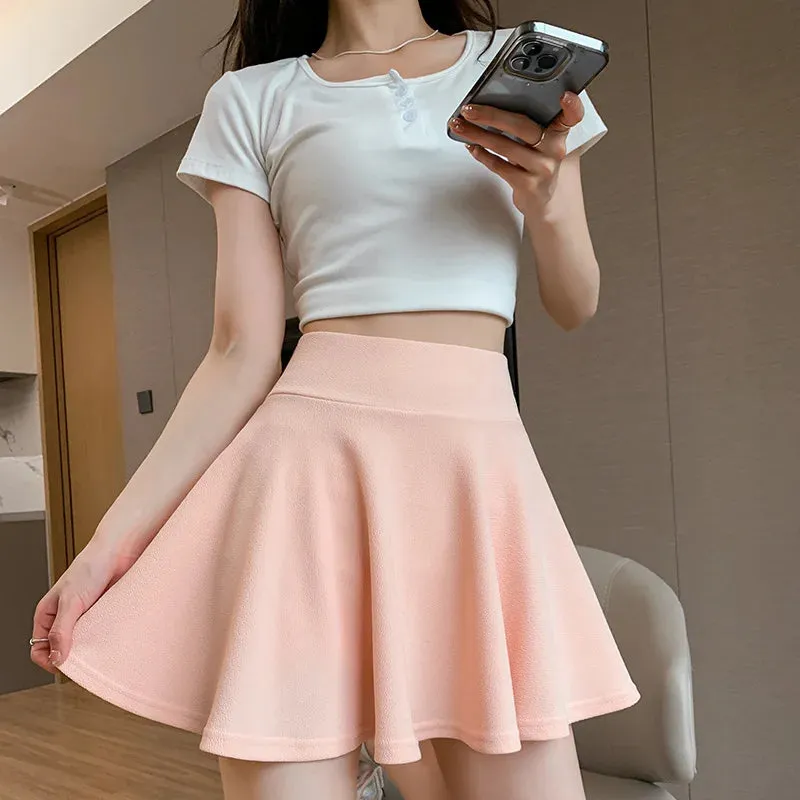 Summer Women's Skirts Fashion Sexy Mini Elastic Pleated Sun Skirts For School Girl Uniform Korean Black High Waist Tennis Skirts