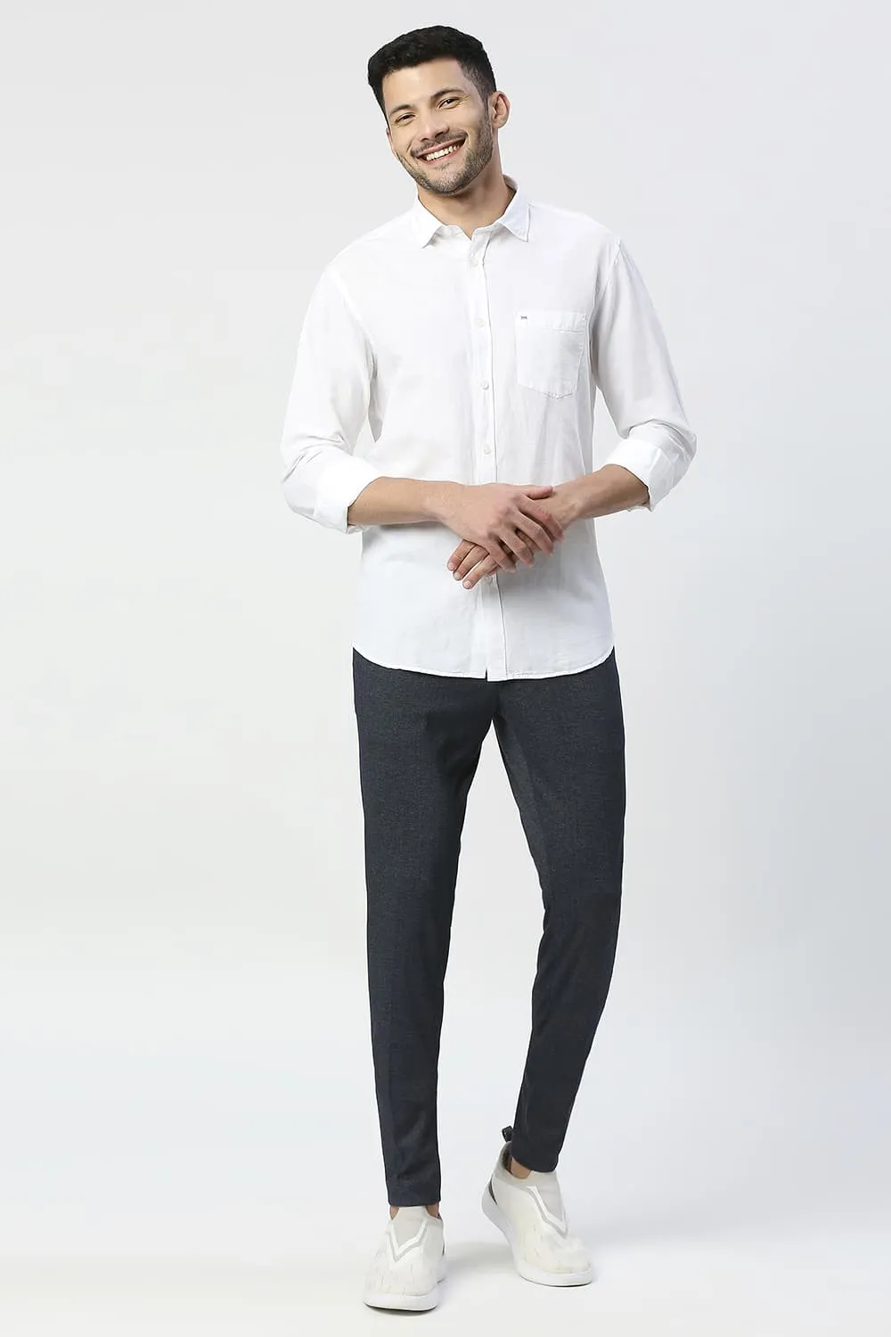 Tapered Fit Poly Rayon Stretch Knit Trousers