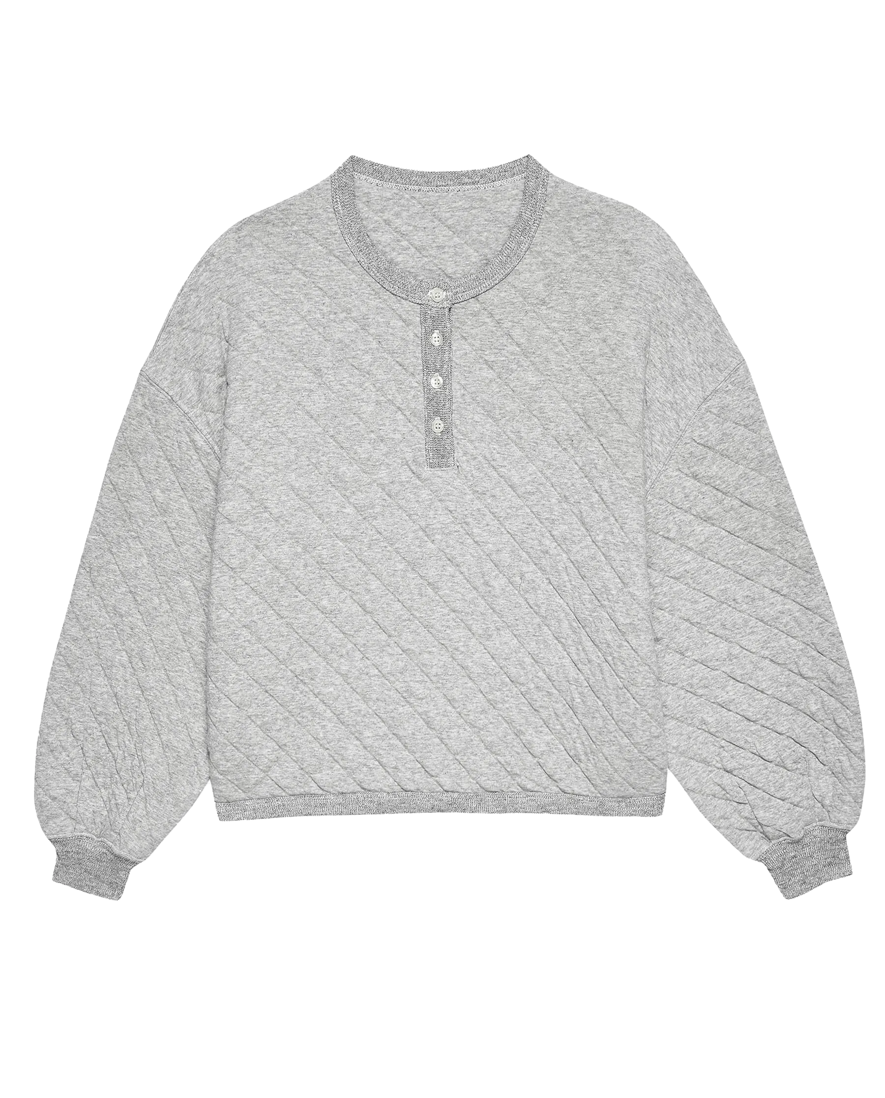 The Quilted Henley Sleep Sweatshirt. -- Heather Grey