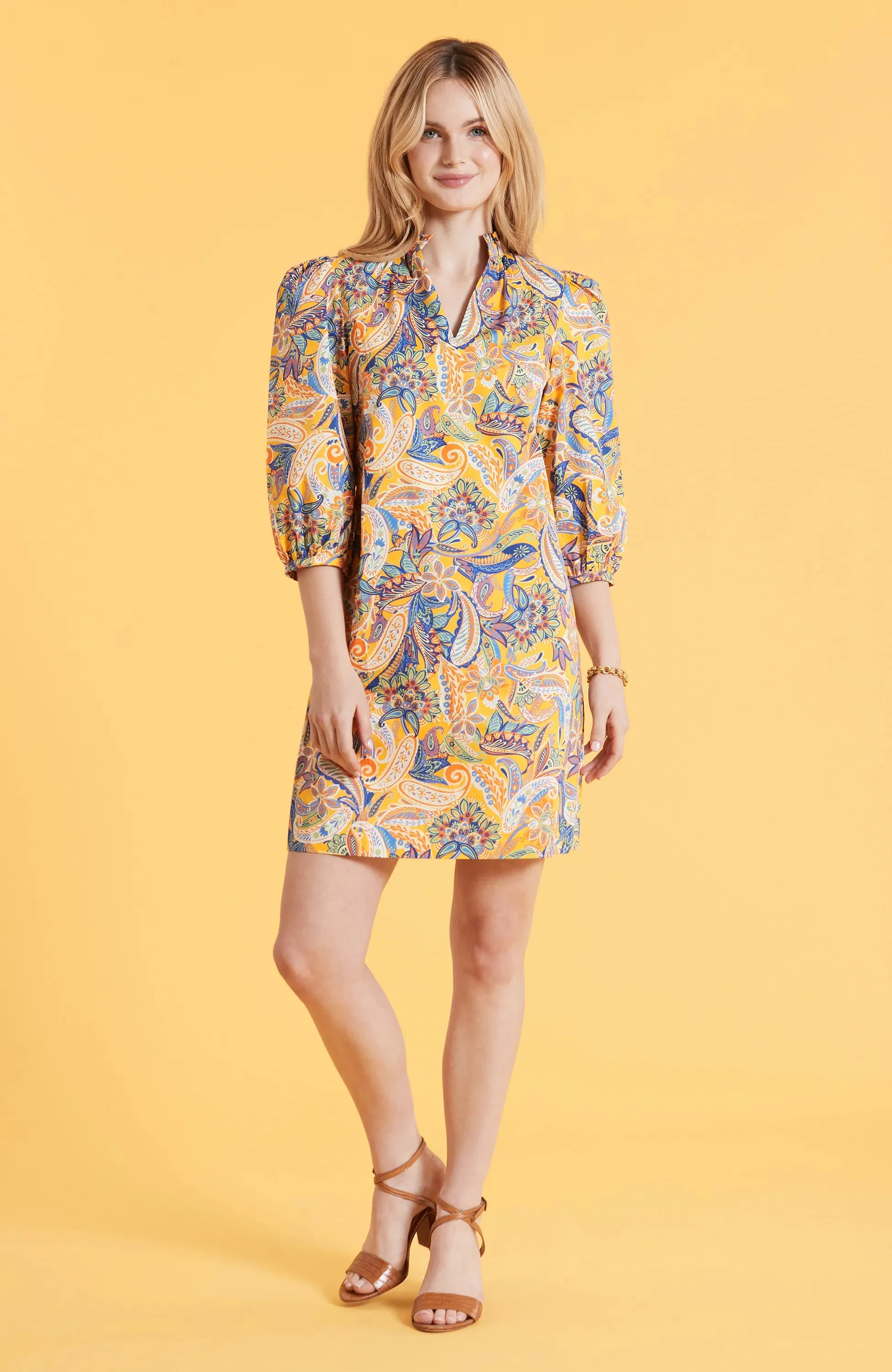 Tyler Boe Sheri Yellow Paisley Dress Multi